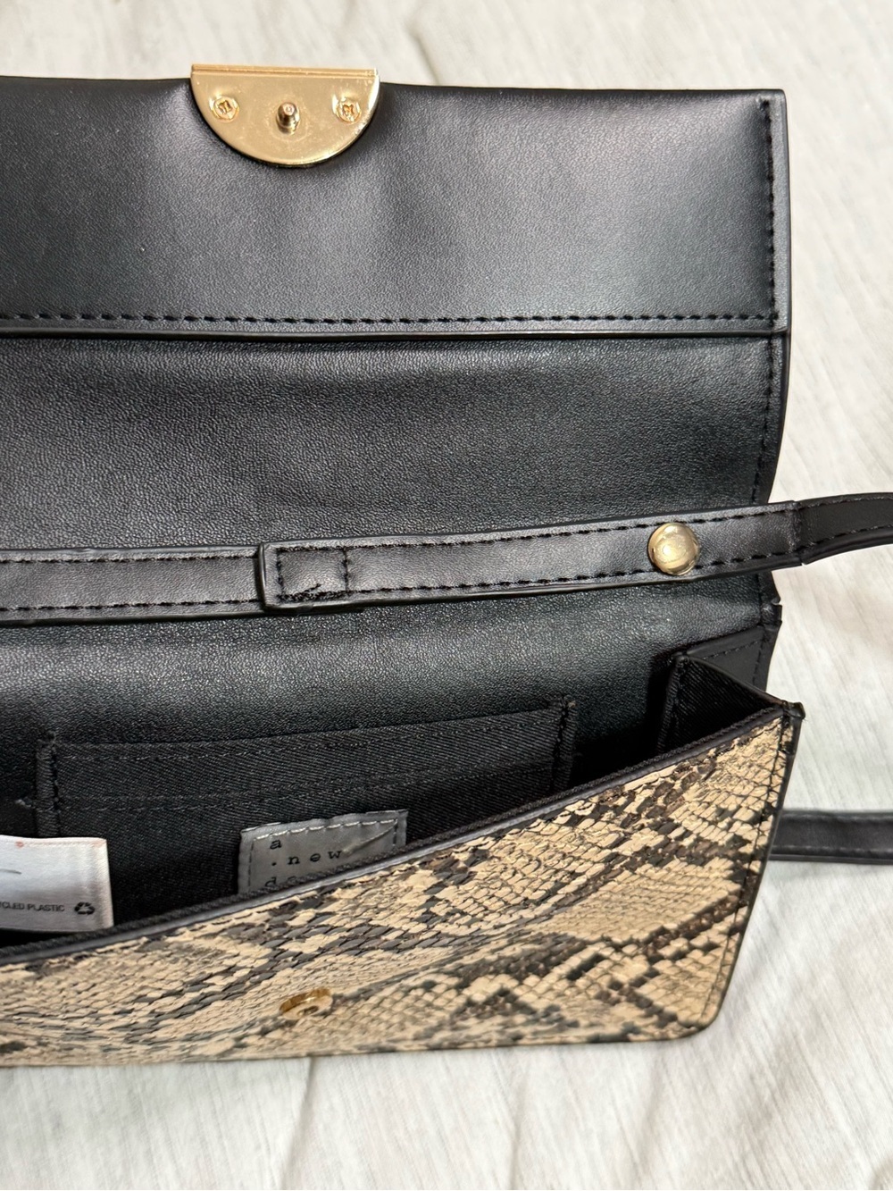 a new day Black Crossbody with Snake-Print Trim and Gold Clasp - Picture 3 of 5
